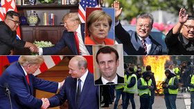 Rok smíření. Trump si podal ruku s Kimem i Putinem. Macron se potýká s protivládními protesty, Merkelová ohlásila odchod z čela CDU.