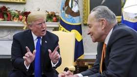 Prezident Donald Trump a šéf demokratické frakce Chuck Schumer během jednání v Bílém domě, (11.12.2018)