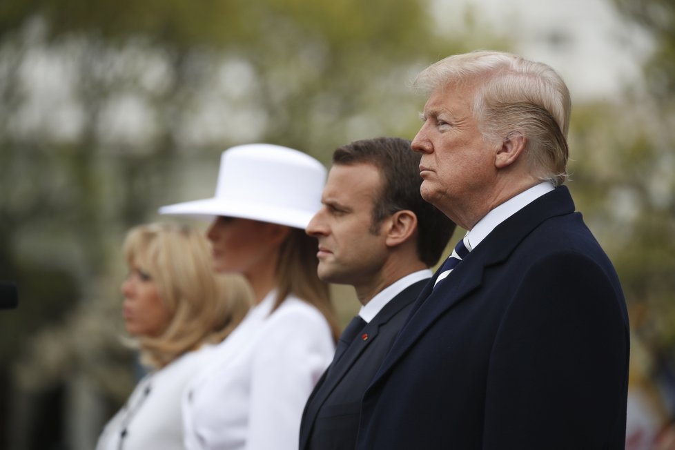 Americký prezident Donald Trump oficiálně uvítal francouzského prezidenta Emmanuela Macrona (24. 4. 2018).