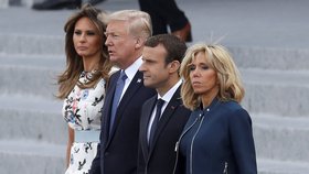 Vojenská přehlídka v Paříži: Trumpa s Macronem doprovodily i jejich manželky Melania a Brigitte.