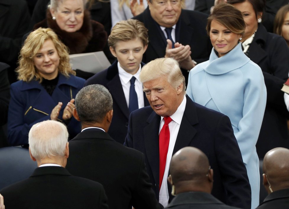 Donald Trump pár chvil před začátkem inaguračního ceremoniálu