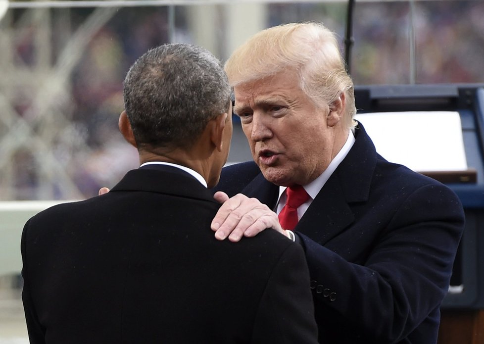 Donald Trump a Barack Obama na inauguračním ceremoniálu