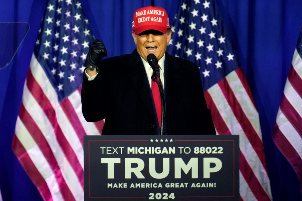 Donald Trump v kampani před primárkami (únor 2024).