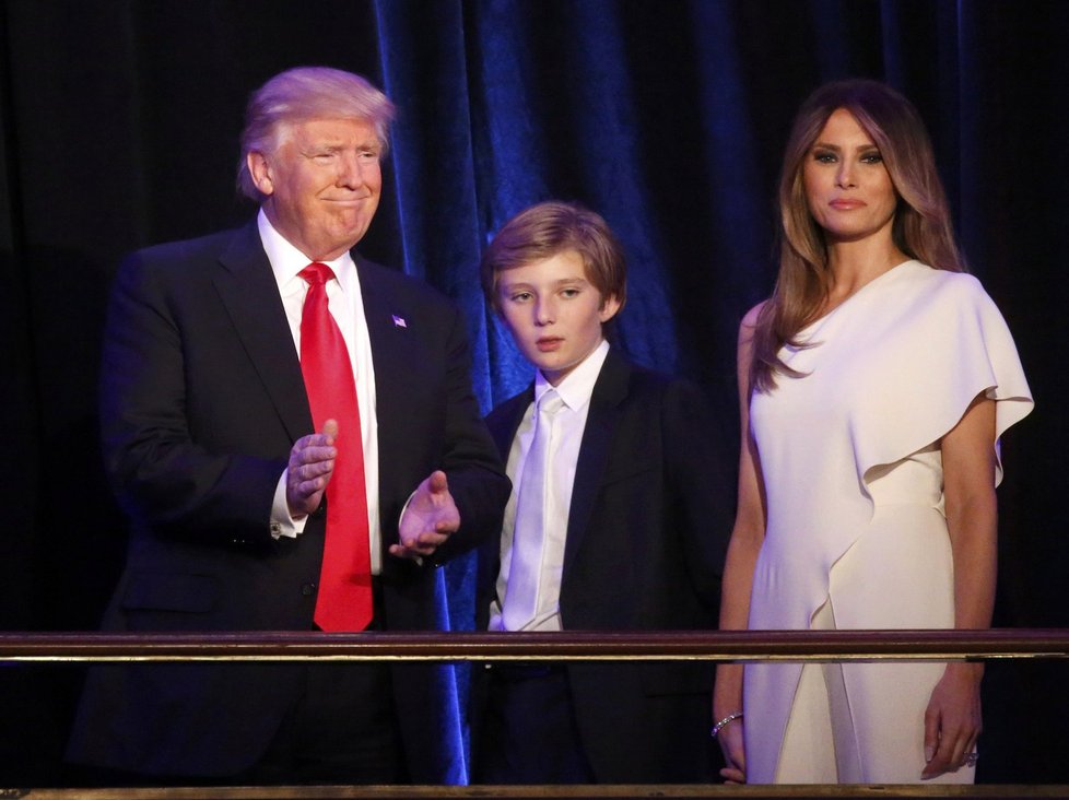 Donald Trump s manželkou Melanií a synem Barronem