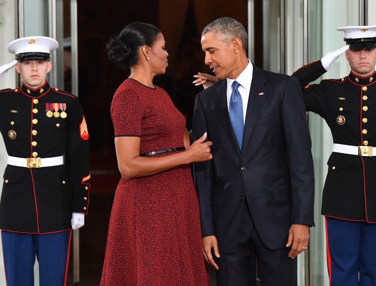 Michelle a Barack Obama v den inaugurace Donalda Trumpa.