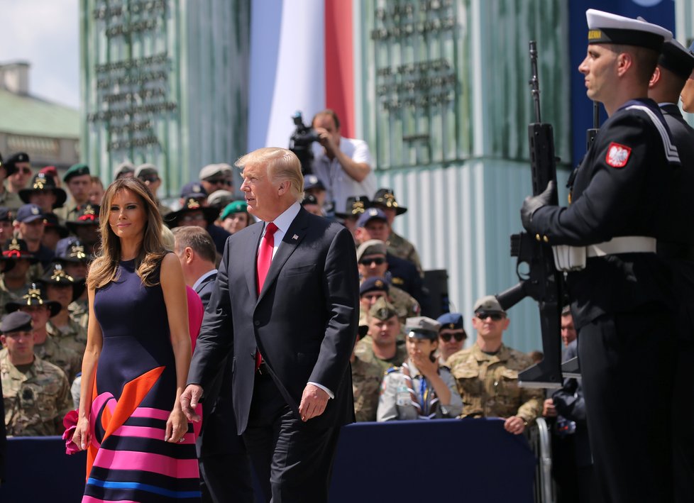 Prezident USA Donald Trump v polské Varšavě s manželkou Melanií