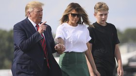 Prezident USA Donald Trump s manželkou Melanií a synem Barronem