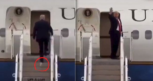 Trump pobavil celý svět: Při nástupu do letadla mu na botě vlál toaleťák