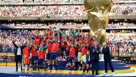 Donald Trump po finále fotbalového MS 2026 v USA mezi Španělskem a Argentinou (červenec 2026)