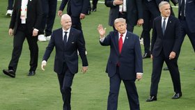 Donald Trump po finále fotbalového MS 2026 v USA mezi Španělskem a Argentinou (červenec 2026)