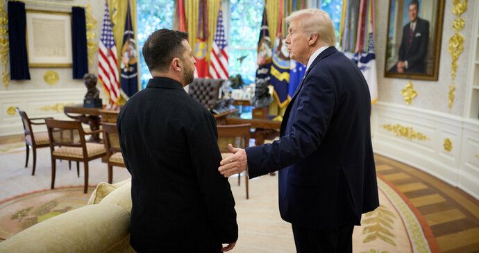 Volodymyr Zelenskyj na setkání s Donaldem Trumpem v Bílém domě, 17. října 2025