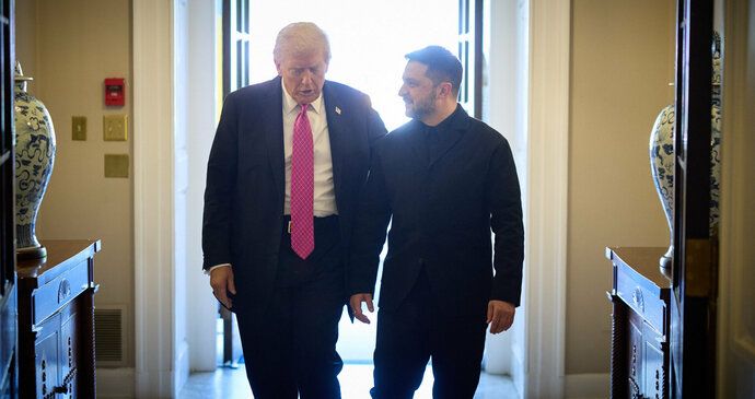 Volodymyr Zelenskyj na setkání s Donaldem Trumpem v Bílém domě, 17. října 2025