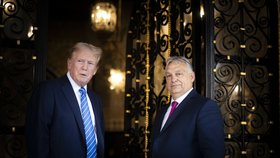 Setkání maďarského premiéra Viktora Orbána s Donaldem Trumpem ve vile Mar-a-Lago na Floridě.