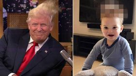 Malý Theodore James Kushner má podobné háro jako jeho dědeček Donald Trump.