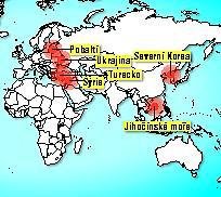 Mapa současných největších konfliktů na planetě.