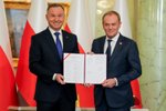 Polský premiér Donald Tusk složil u polského prezidenta Andrzeje Dudy přísahu (13.12.2023)