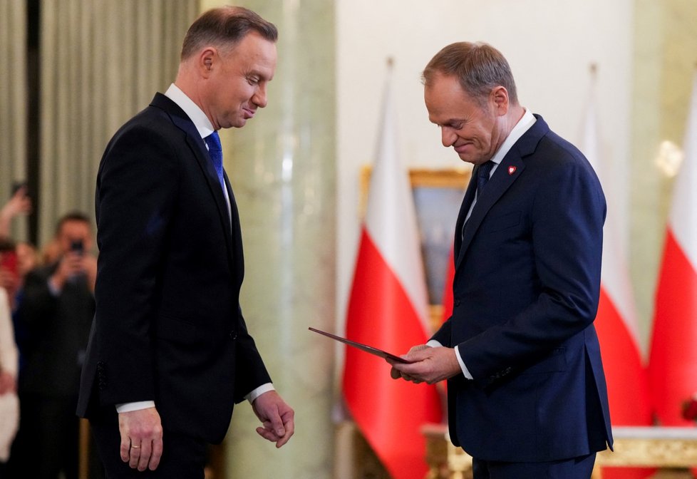 Polský premiér Donald Tusk složil u polského prezidenta Andrzeje Dudy přísahu.