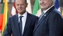 Předseda Evropské rady Donald Tusk a ukrajinský prezident Petro Porošenko.