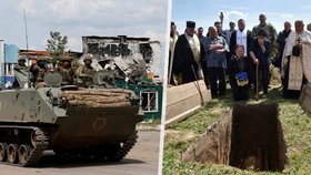 Rodiny se loučí se zabitými vojáky, Donbas denně čelí čím dál tím intenzivnějším útokům