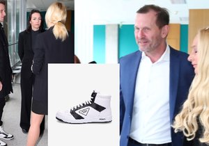 Hanychovou doprovodil její manžel Mirek Dopita v luxusní obuvi.