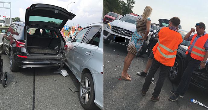 Dopravní nehoda na dálnici D1, které se účastnila i herečka Kateřina Brožová. Svým autem nabourala vůz manžela středočeské hejtmanky. Vezl v něm i čtyřměsíční dceru