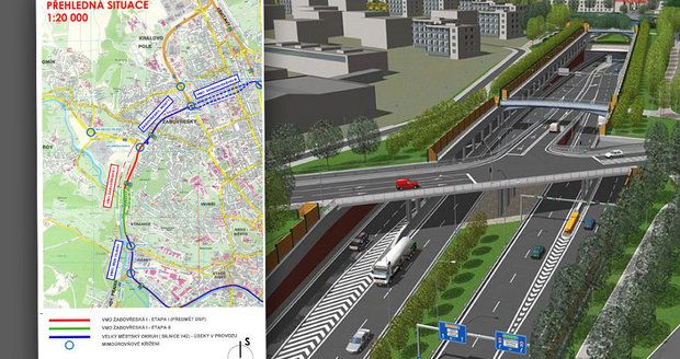 Dopravní peklo v Brně na městském okruhu: Až 2 roky se bude jezdit stavbou