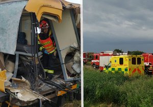 Nehoda vlaku a nákladního auta na Kroměřížsku (5.6.2023)