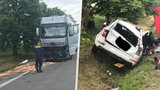 Páteční tragédie na Písecku: Dva lidé zemřeli při nehodě náklaďáku a osobního auta
