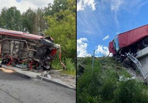 Při nehodě na dálnici D1 na Vysočině zemřeli dva lidé. (6. června 2022)