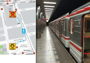 Od pondělí 25. září je uzavřen vstup do metra Anděl ze směru od obchodního centra.