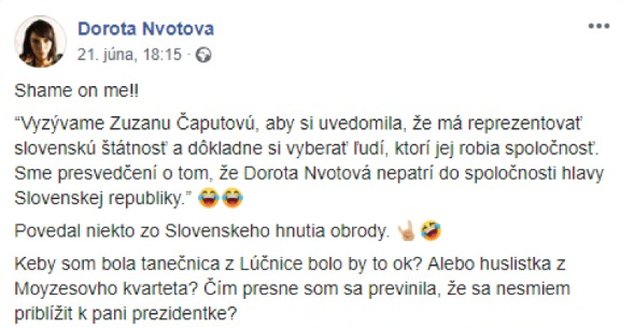 Dorota Nvotová se zlobí na sociálních sítích kvůli kritice.