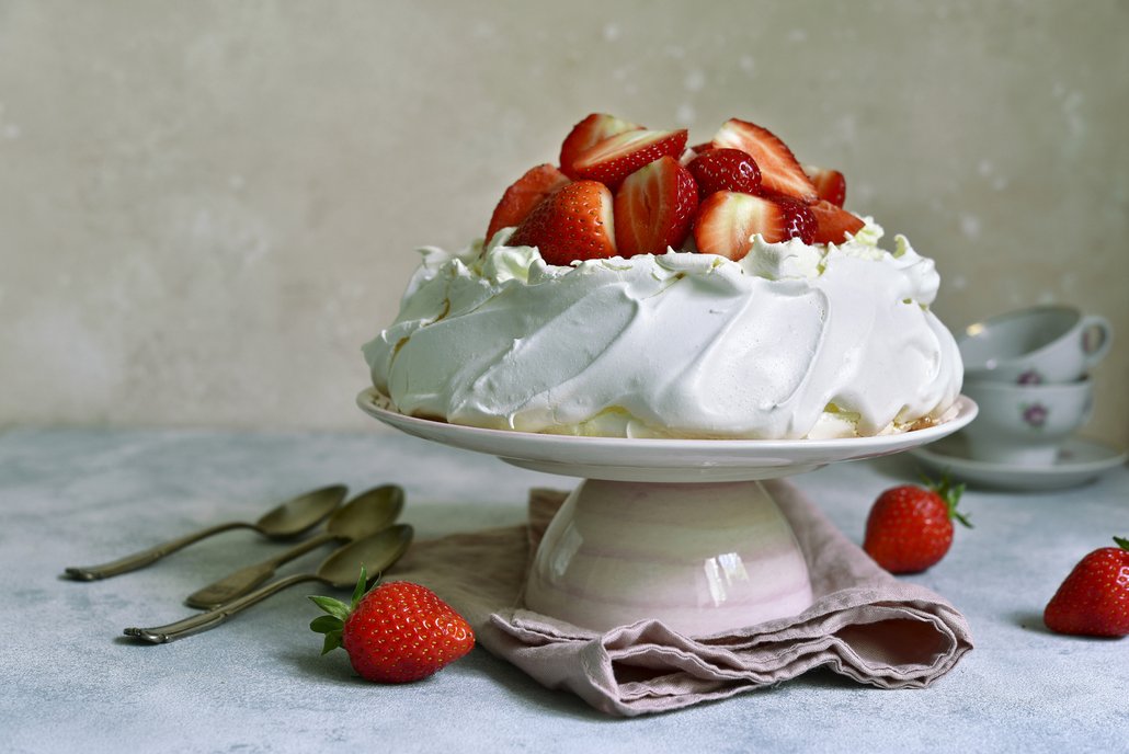 Pavlova s jahodami