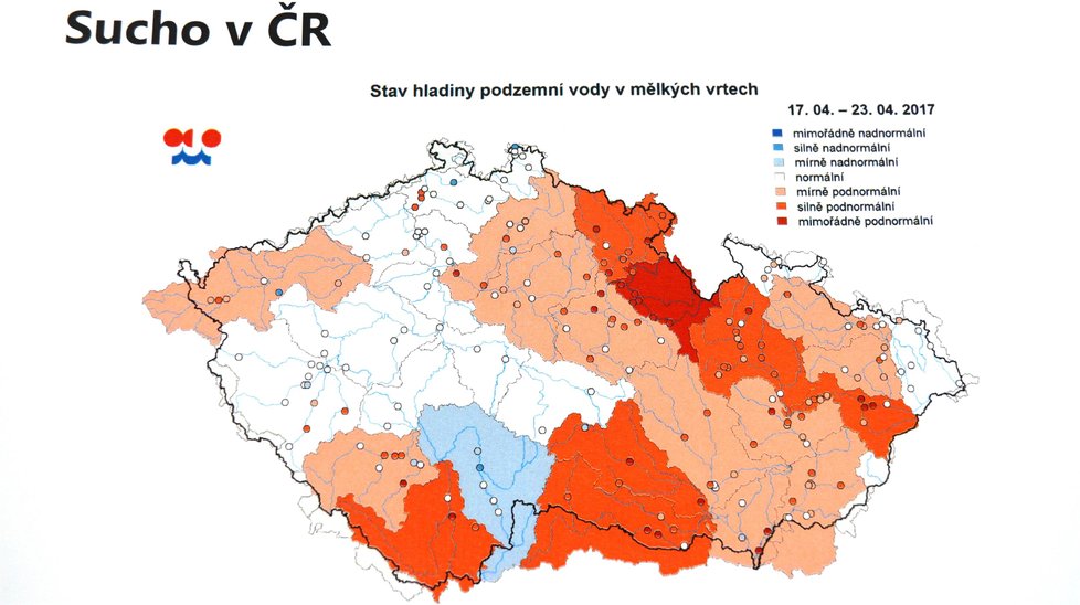 Aktuální mapa sucha v České republice