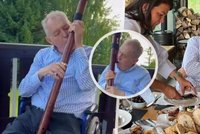 Zeman na dovolené na Slovensku: Hostina i dary. Exprezident zkoušel hrát na fujaru