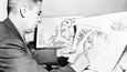 Theodor Geisel alias Dr. Seuss v roce 1954 ztvárňuje postavičku rozmrzelého skřítka Grinche.