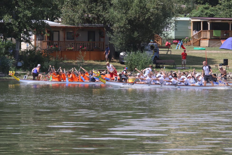 Rekordních 65 posádek se zúčastnilo 13. ročníku Pálavského festivalu dračích lodí na Mušovském jezeru.