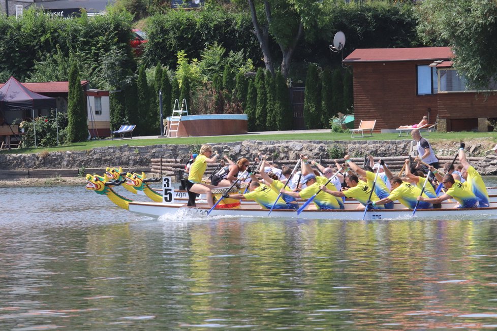 Rekordních 65 posádek se zúčastnilo 13. ročníku Pálavského festivalu dračích lodí na Mušovském jezeru.