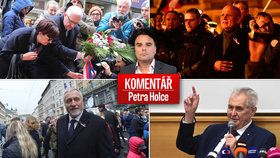 Prezidentští kandidáti Jiří Drahoš, Michal Horáček, Mirek Topolánek i Miloš Zeman v komentáři Petra Holce