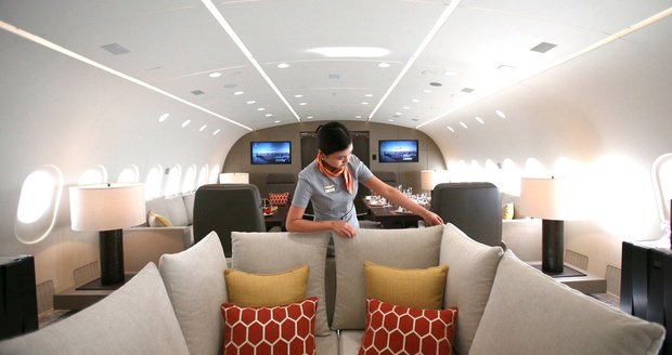 Luxusní interiér Dreamjetu