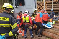 Na dřevorubce u Horní Blatné spadla kláda: Vážně zraněného ho transportoval vrtulník