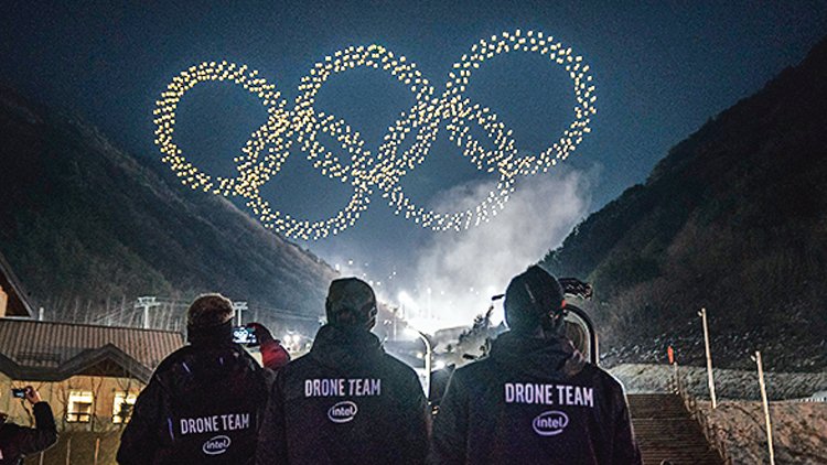 Drony zahájily letošní zimní hry formací olympijských kruhů