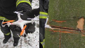 Když se dron zasekl ve větvích, majitel se zřejmě rozhodl, že strom svévolně pokácí.