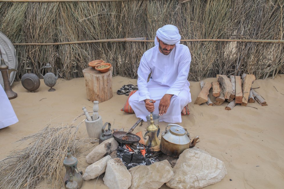 Beduínská osada Marmoom Bedouin Experience, která se nachází v přírodní rezervaci Al Marmoom.