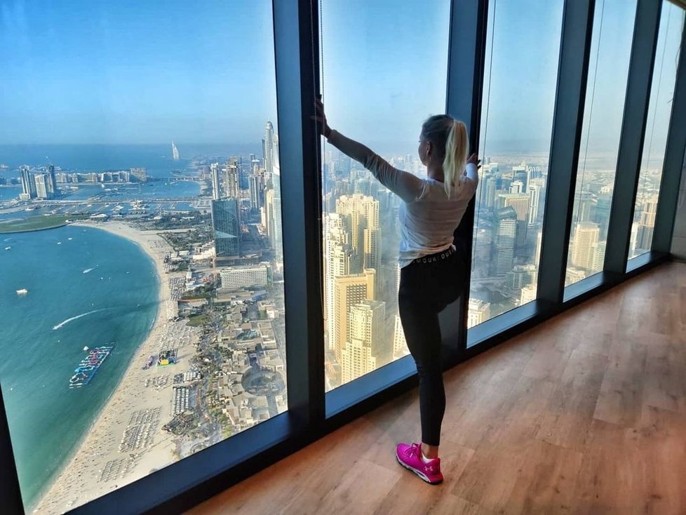 Sportovkyně Hunková v Dubaji.
