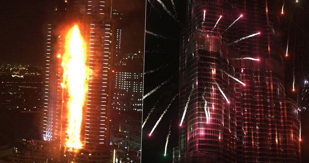 Fotograf chtěl v Dubaji zvěčnit ohňostroj, nakonec ale bojoval o holý život! Na laně visel z balkonu hořícího hotelu