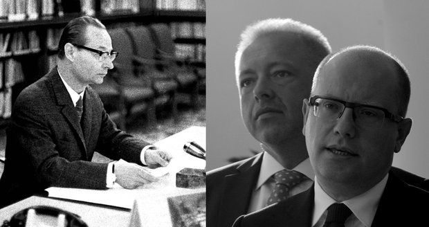 1968: Alexander Dubček po návratu z Moskvy. 2015: Milan Chovanec a Bohuslav Sobotka před odletem do Bruselu