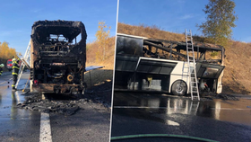 Na silnici u obce Dubno na Příbramsku začal hořet autobus. Ve voze měly být děti!