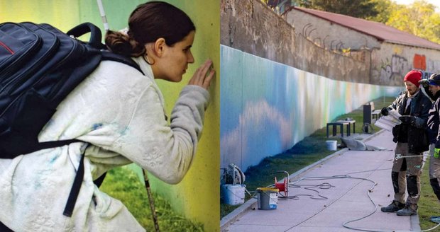 Návrh muralu s názvem Proud vytvořila nevidomá brněnská malířka Michaela Mráčková.