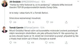 Hádka Jiřího Ovčáčka a Tomáše Czernina (TOP 09) kvůli kritice za vodní koridor Dunaj-Ondra-Labe