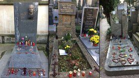 Lidé si v období Dušiček vzpomněli i na slavné osobnosti. Takto vyzdobili hrob Milady Horákové, Vlasty Buriana a Karla Hynka Máchy.